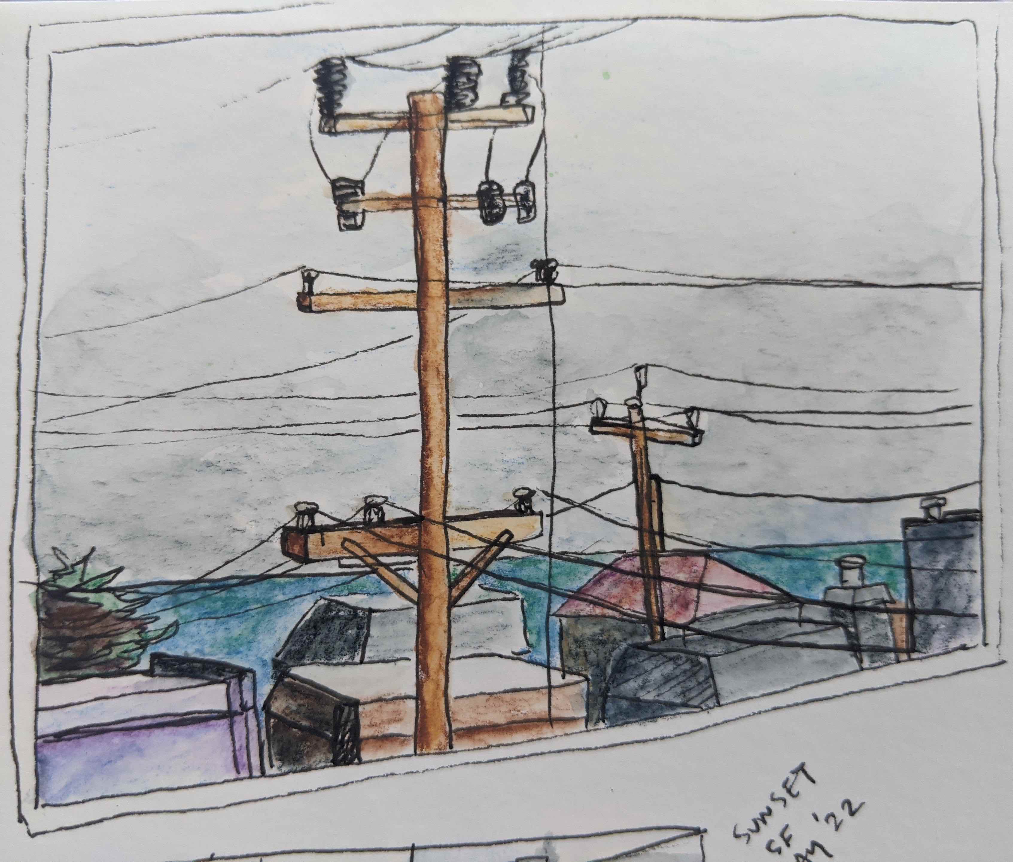 Sketch over looking the Sunset neighborhood in San Francisco